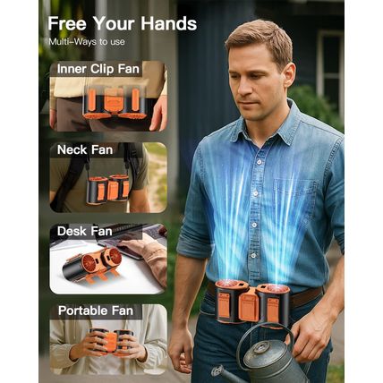 Andwing Portable Waist Fan Rechargeable, Detachable Dual Motors Personal Fans 5