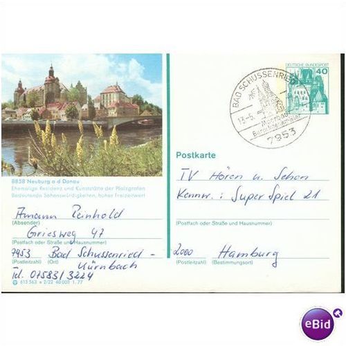 Germany postcard 1977 - 8858 Neuburg a d Donau