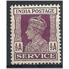 India 1939 O144 1/2a Red-Brown SERVICE Mounted Mint .