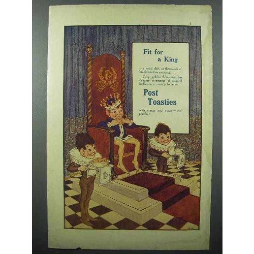 1914 Post Toasties Cereal Ad - Fit for a King