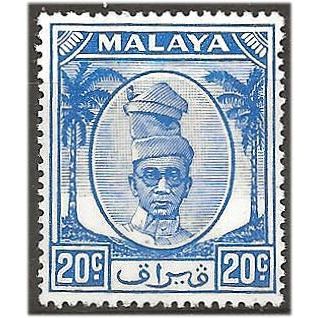 Perak 1950 SG140 20c Bright Blue Mounted Mint . .. .