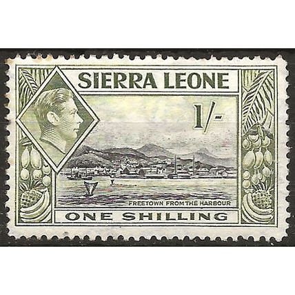 Sierra Leone 1938 SG196 1/- Black & Olive-Green Mounted Mint . .