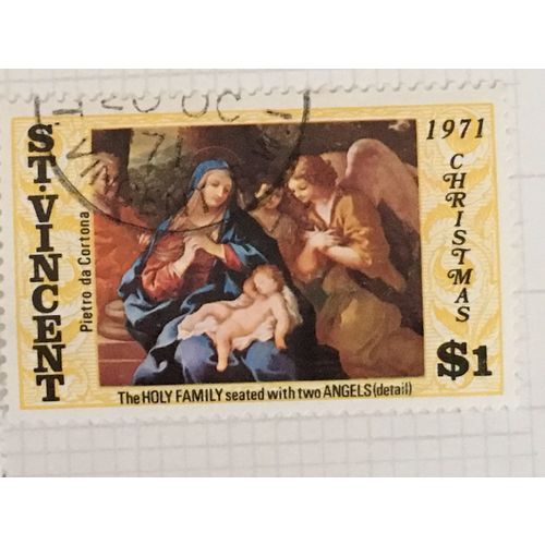 St Vincent 1971 Xmas $1 Holy Family Angels Used SG 329 Sc 323 postage stamp