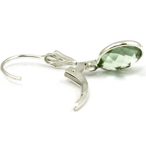 Green Amethyst (Prasiolite), 925 Sterling Silver Leverback Earrings, SE001