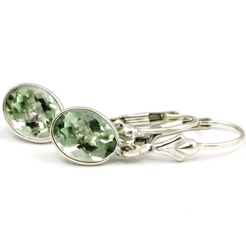 Green Amethyst (Prasiolite), 925 Sterling Silver Leverback Earrings, SE001