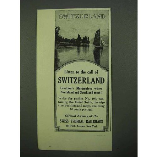 1920 Swiss Federal Railroads Ad - Listen to the Call