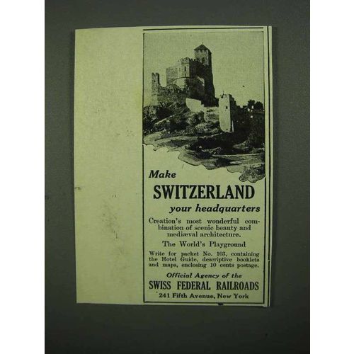 1920 Swiss Federal Railroads Ad - Your Headquarters