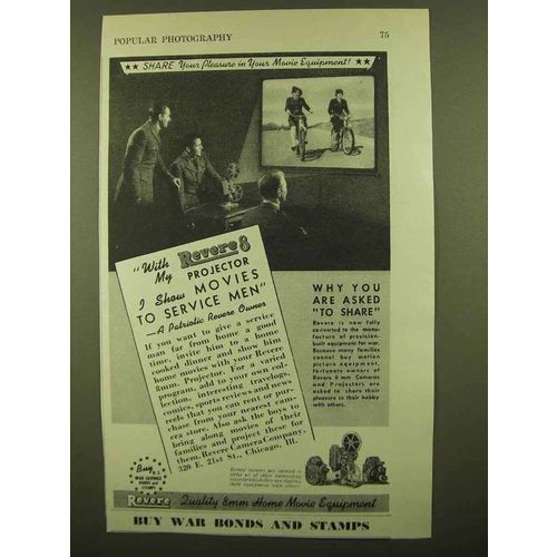 1943 Revere Movie Equipment Ad - Show to Service Men