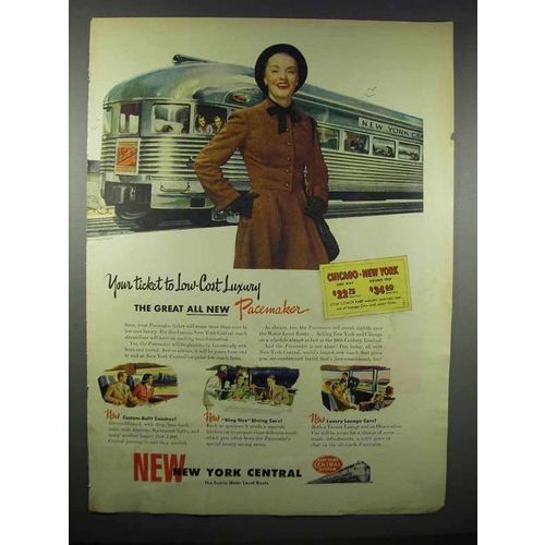 1947 New York Central Railroad Ad - Low-Cost Luxury