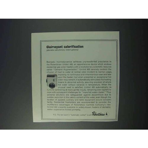 1963 Robertshaw Unitrol 400 Ad - Calorification