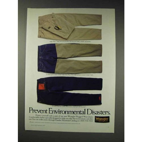 1991 Wrangler Ad - Angler Wear Pants, Thermal Jeans
