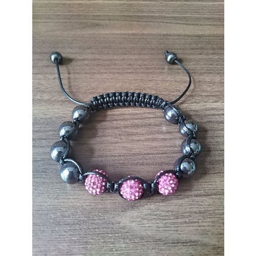 Brand New Idolise Ladies' 3 Pink Crystal Hematite Bracelet + free pouch