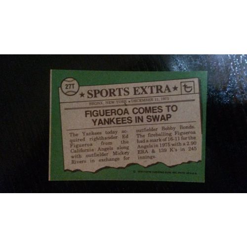 1976 Topps Traded Card # 027T Ed Figueroa Excellent (5) New York Yankees