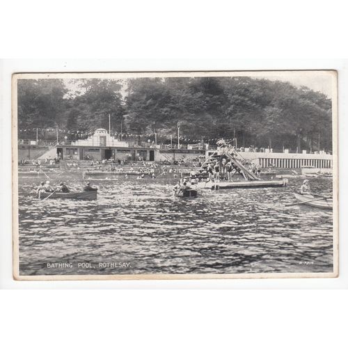 Animated Bathing Pool Rothesay Postcard Isle of Bute 7214