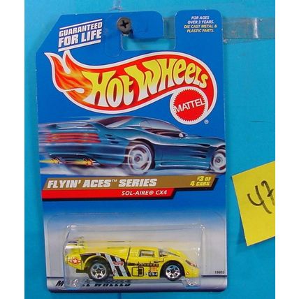 C47 HOT WHEELS FLYIN' ACES SERIES SOL-AIRE CX4 #739 YELLOW/GRAPHICS NEW ON CARD