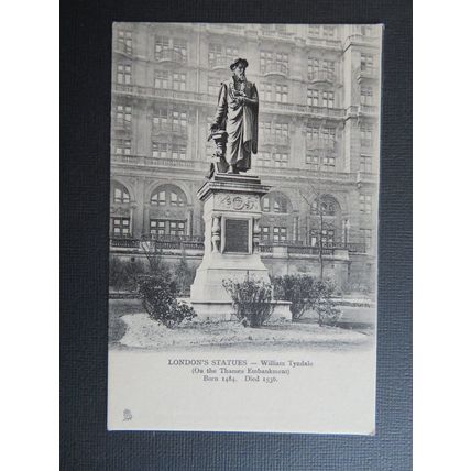 London's Statues - William Tyndale Vintage Postcard
