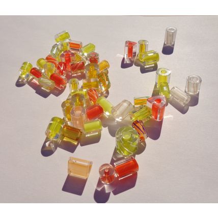 50 Givre Glass Bead Mix Yellow Orange Various Shapes Sizes Craft bd106