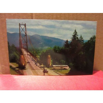 LION'S GATE BRIDGE, VANCOUVER, B.C., CANADA .. used postcard DATED 1961 #
