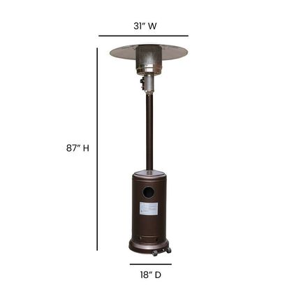 Patio Porch Deck Propane Heater Bronze Stainless w/Wheels Commercial Residential