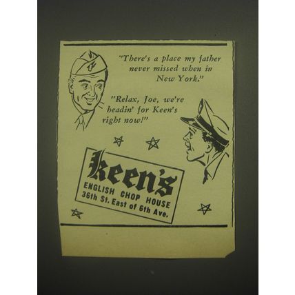 1945 Keen's English Chop House Ad - There's a place my father never missed