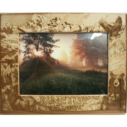 Pinetop Arizona with Bear and Eagle Laser Engraved Wood Picture Frame (5 x 7)