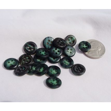 TT20 20 Black Green Mottle Shirt Buttons 12mm 7/16 Inch 4 Hole Crafting