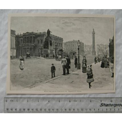 Vintage: engraving Waterloo Place with the United Service Club by R. Paterson