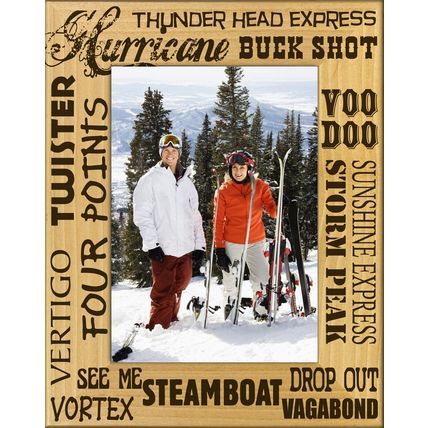 Steamboat Colorado Ski Runs Laser Engraved Wood Picture Frame Portrait (4 x 6)