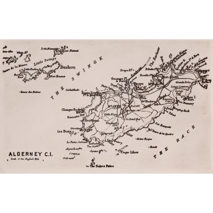 Alderney Channel Islands Map Real Photo Vintage Postcard