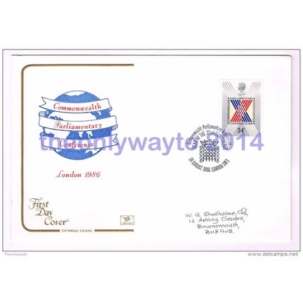 1986 COMMONWEALTH PARLIAMENTARY CONFERENCE, UK, FDC
