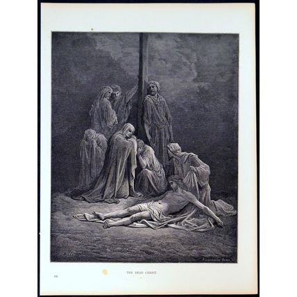 DEAD CHRIST 1885 Gustave Doré - Adolphe François Pannemaker ANTIQUE ENGRAVING