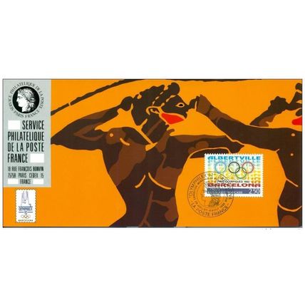 93 Carte officielle Exhibition Olymphilex 1992 France Espagne Emission commune