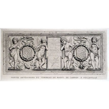 PARTIE ANTERIEURE DU TOMBEAU DE RAOUL DE LANNOY 1879 Jean Eugène Sadoux ETCHING