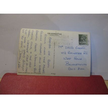 FROM SHARPHAM DRIVE, TOTNES, DEVON used postcard Colourmaster 1974 pm =