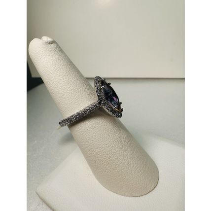 NWT Bomb Party Sz7 Revealed Ring Jewelry RBP Marquise Maroon Rainbow Rhodium Pl