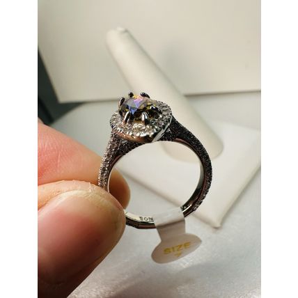 NWT Bomb Party Sz7 Revealed Ring Jewelry RBP Marquise Maroon Rainbow Rhodium Pl