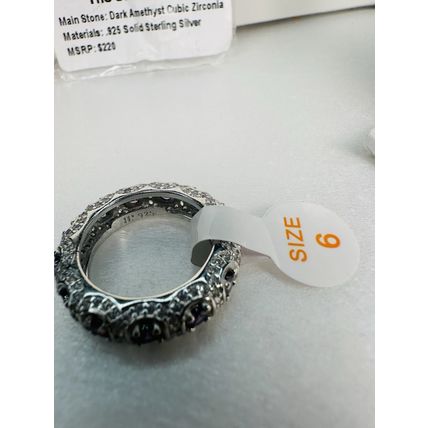 NIB Bomb Party Sz6 BP Ring RBP2185 Sterling Dark Amethyst CZ 925 Solid St Silver