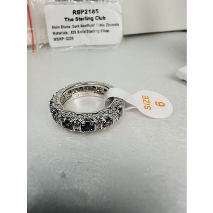 NIB Bomb Party Sz6 BP Ring RBP2185 Sterling Dark Amethyst CZ 925 Solid St Silver