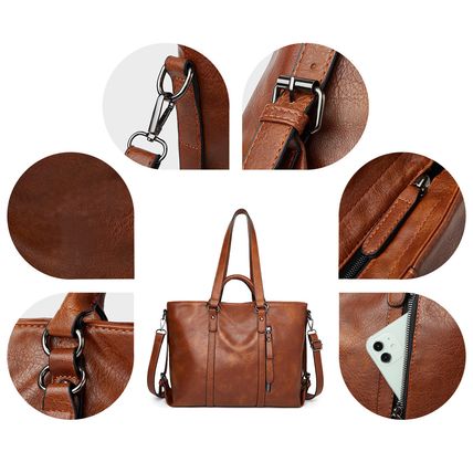 Women Genuine Leather Purses Handbags Brown