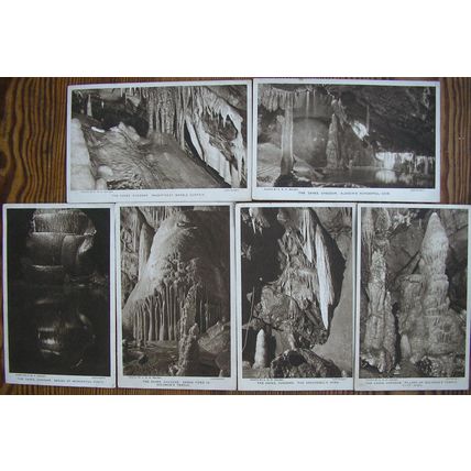 6 x vintage sepia postcards Cheddar Caves