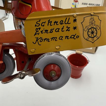 Fire Brigade Duck Tin Toy Germany Wilesco #280 Blechspielzeug Windup Works Boxed