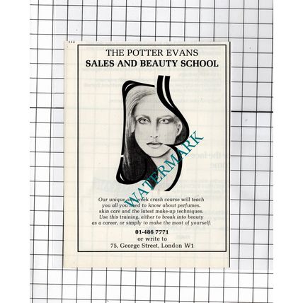 The Potter Evans Sales and Beauty School London - 1980 Small Advert