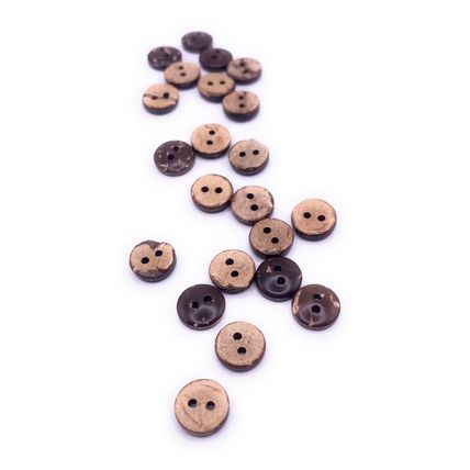 10mm Natural Coconut Shell Buttons Tiny Great For Baby Cardigans Brown 2 hole