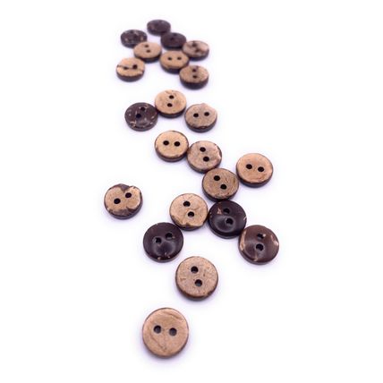 10mm Natural Coconut Shell Buttons Tiny Great For Baby Cardigans Brown 2 hole