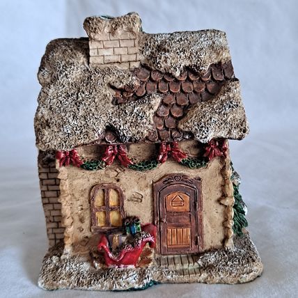 Vintage HINGED Christmas Eve HOUSE Decoration Deco Santa Elf Snow Winter