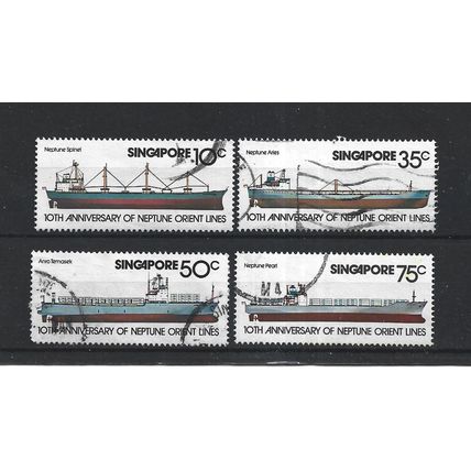Singapore.10th Anniversary of Neptune Orient Shipping set of 4.Fine Used.Jun25