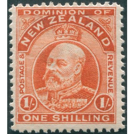 New Zealand 1909 1s vermilion Perf 14 (line) SG399 MNH