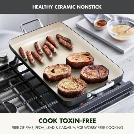 Greenpan 18" X 11" Double Burner Griddle Pan, Hard Anodized Healthy Ceramic Nons