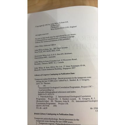 Temperate Palaeohydrology - fluvial processes in the temperate zone... 1991 HBK
