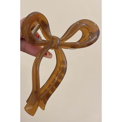 Coffee Long Tail Bow Knot Shape Claw Clip